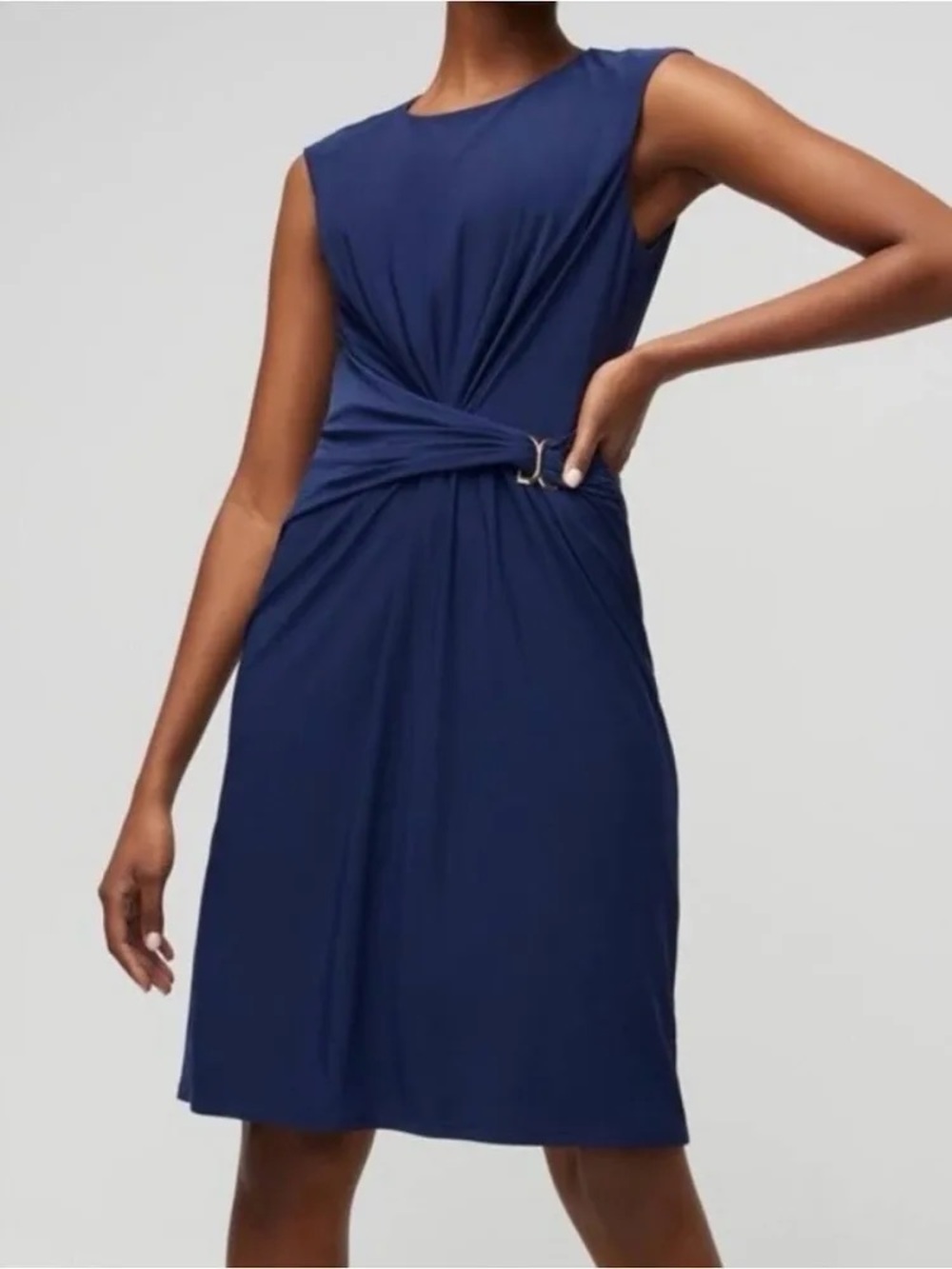 WHBM Sleeveless Draped Metal Dress